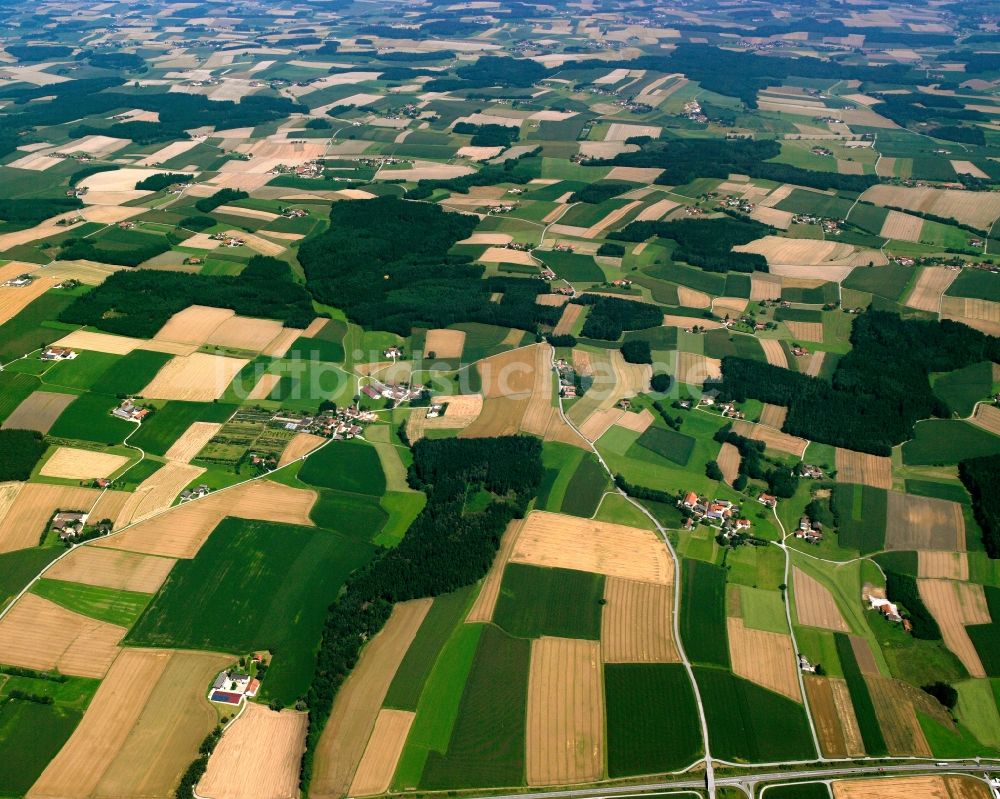 Luftbild Mainbach - Strukturen auf landwirtschaftlichen Feldern in Mainbach im Bundesland Bayern, Deutschland