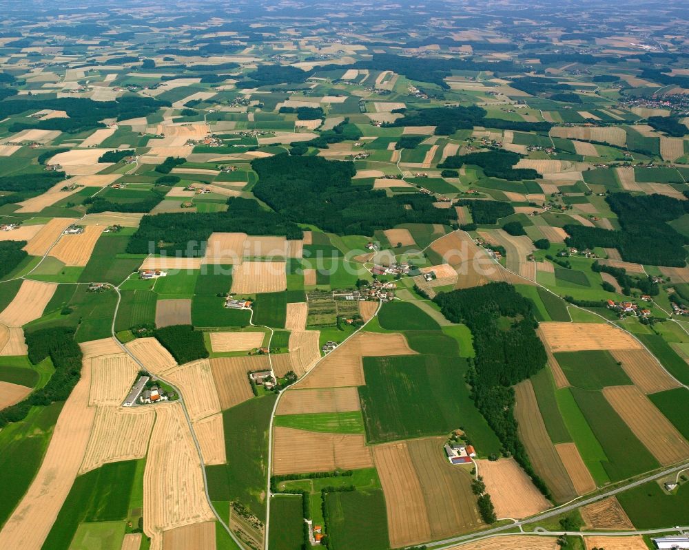 Luftaufnahme Mainbach - Strukturen auf landwirtschaftlichen Feldern in Mainbach im Bundesland Bayern, Deutschland