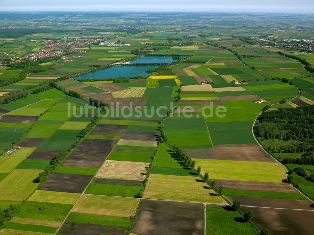 Luftbild Mietingen - Strukturen auf landwirtschaftlichen Feldern in Mietingen im Bundesland Baden-Württemberg, Deutschland