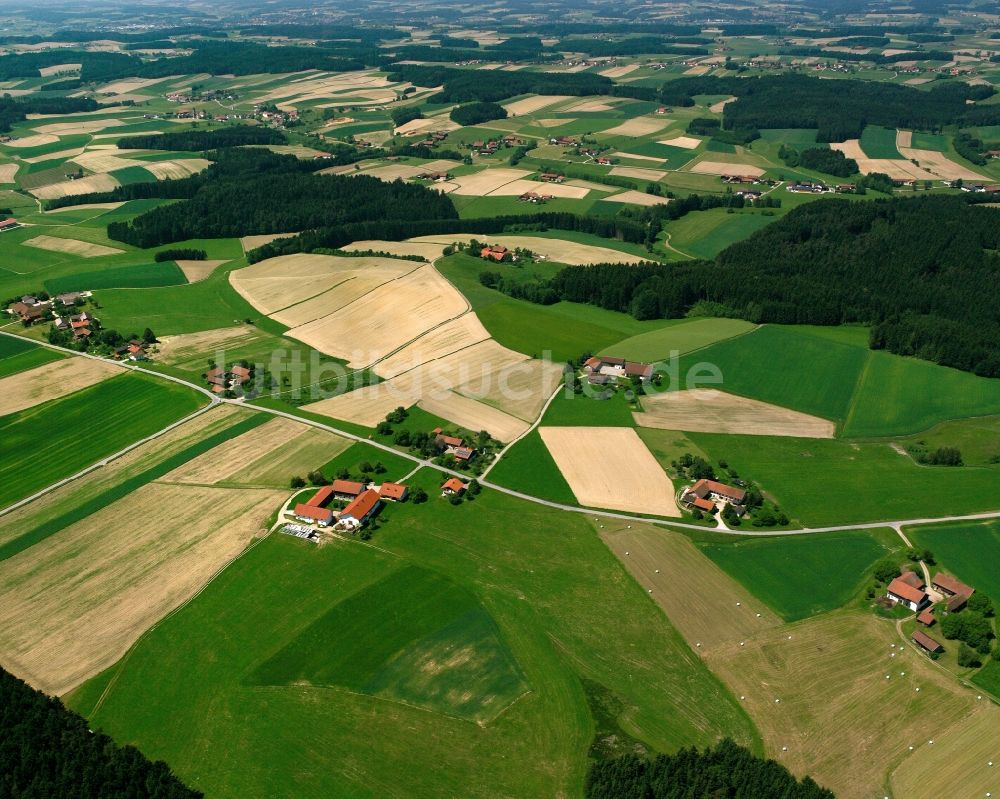 Luftbild Münzenhof - Strukturen auf landwirtschaftlichen Feldern in Münzenhof im Bundesland Bayern, Deutschland