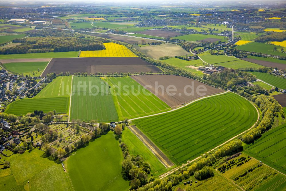 Oberaden von oben - Strukturen auf landwirtschaftlichen Feldern in Oberaden im Bundesland Nordrhein-Westfalen, Deutschland