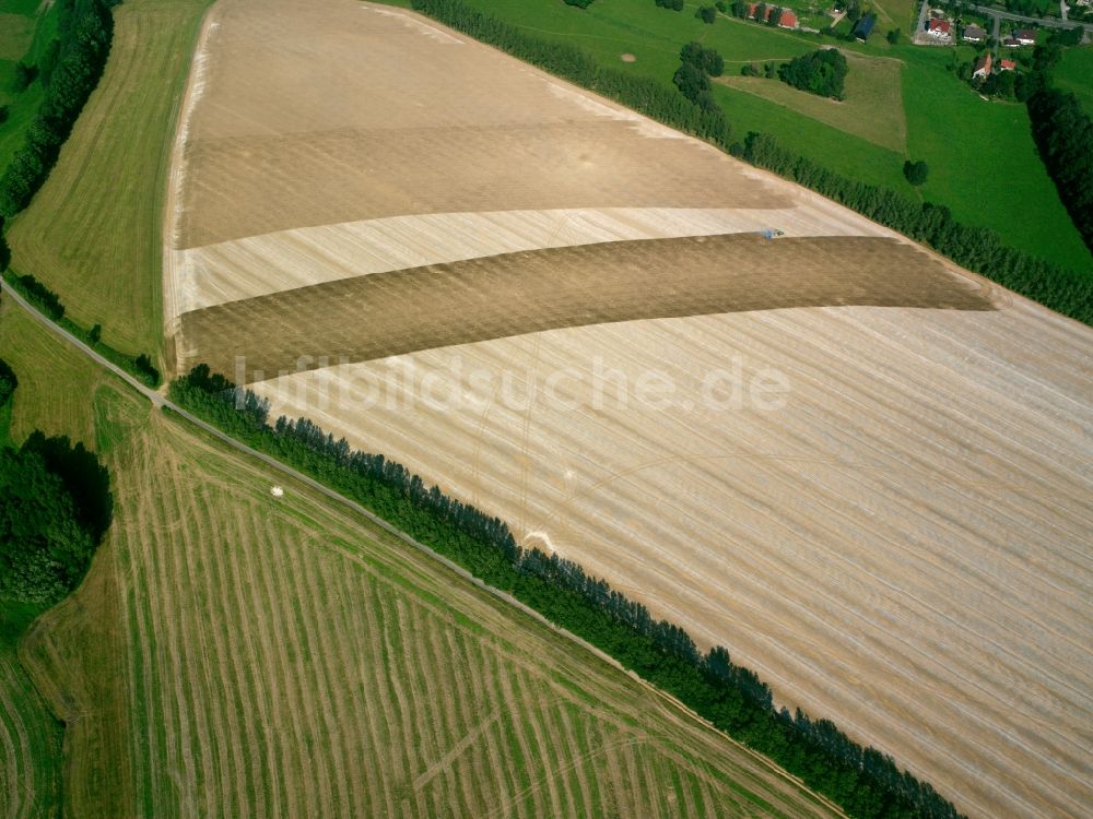 Oberschöna von oben - Strukturen auf landwirtschaftlichen Feldern in Oberschöna im Bundesland Sachsen, Deutschland