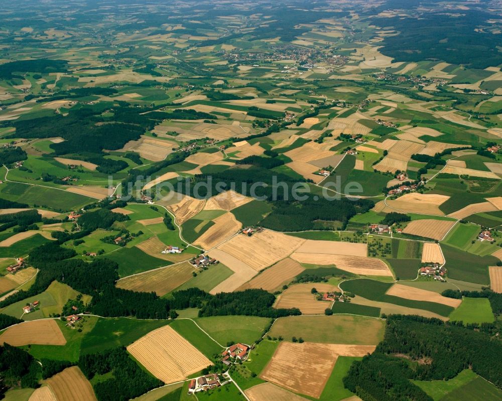 Luftaufnahme Steinberg - Strukturen auf landwirtschaftlichen Feldern in Steinberg im Bundesland Bayern, Deutschland