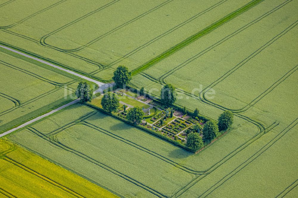 Luftaufnahme Wambeln - Strukturen auf landwirtschaftlichen Feldern in Wambeln im Bundesland Nordrhein-Westfalen, Deutschland