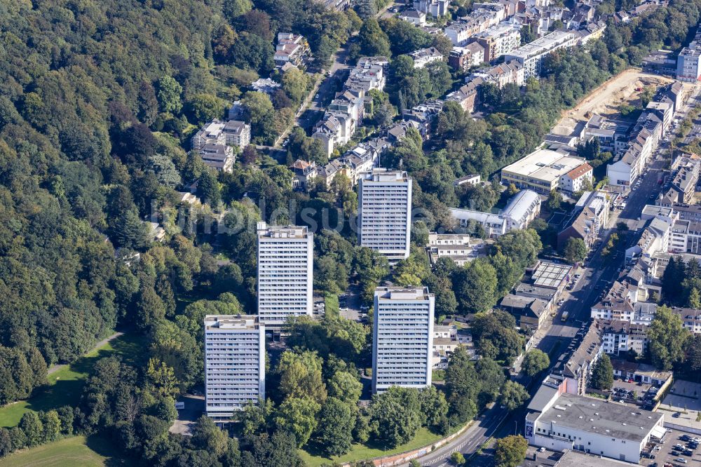 Luftaufnahme Aachen - Studenten- Wohnheim - Gebäude im Hochhaus- Emsemble in Aachen im Bundesland Nordrhein-Westfalen, Deutschland