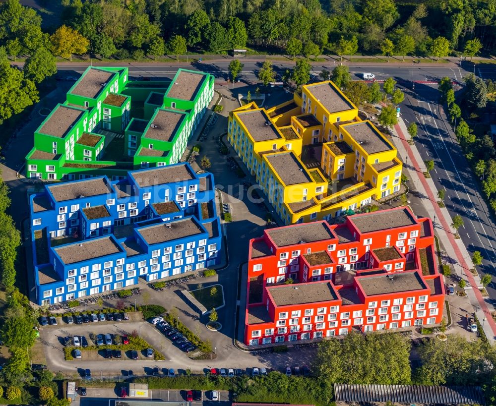 Münster von oben - Studenten- Wohnheim - Gebäude im Ortsteil Aaseestadt in Münster im Bundesland Nordrhein-Westfalen, Deutschland