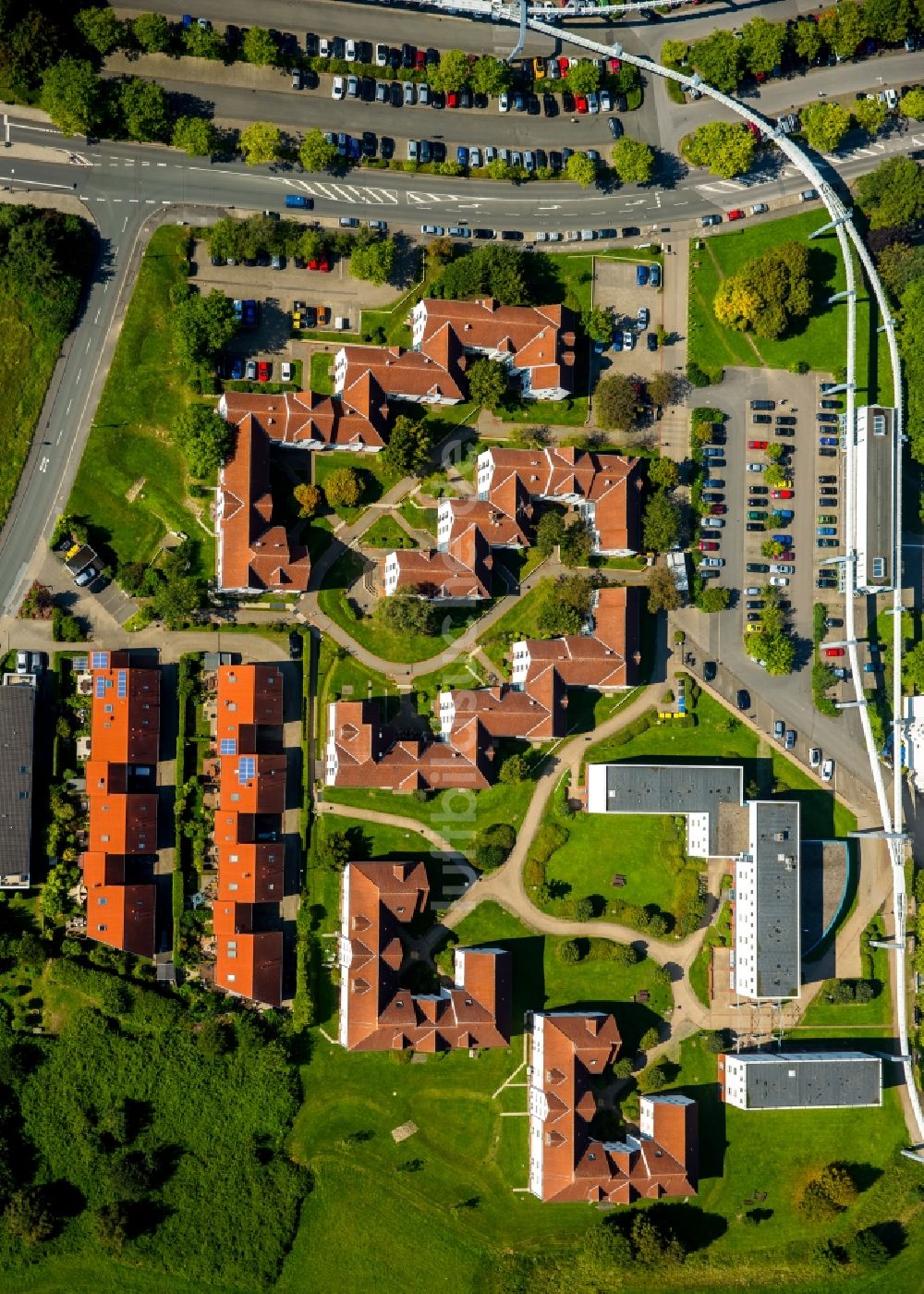 Dortmund aus der Vogelperspektive: Studenten- Wohnheim - Gebäude Studentendorf 2 am Vogelpothsweg in Dortmund im Bundesland Nordrhein-Westfalen