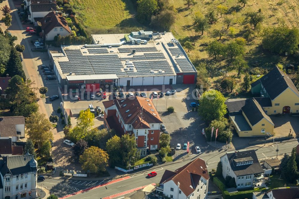 Luftbild Unna - Supermarkt Rewe Engel Unna Massen am Massener Hellweg in Unna im Bundesland Nordrhein-Westfalen, Deutschland