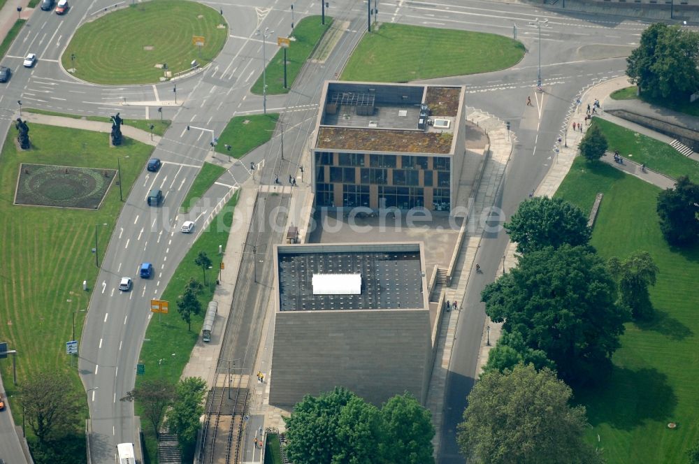 Luftaufnahme Dresden - Synagogen- Gebäude der jüdischen Gemeinde im Ortsteil Altstadt in Dresden im Bundesland Sachsen, Deutschland