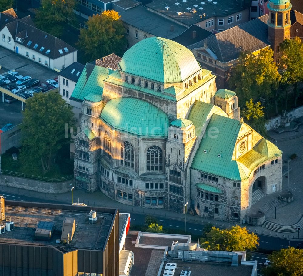 Luftaufnahme Essen - Synagogen- Neubau- Gebäude der jüdischen Gemeinde in Essen im Bundesland Nordrhein-Westfalen