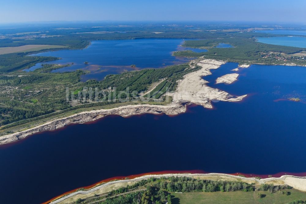 Klein Partwitz aus der Vogelperspektive: Tagebau Rekultivierung am See Blunoer See in Klein Partwitz im Bundesland Sachsen, Deutschland