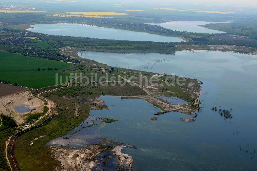 Luftbild Braunsbedra - Tagebau Rekultivierung am See Geiseltalsee in Braunsbedra im Bundesland Sachsen-Anhalt, Deutschland