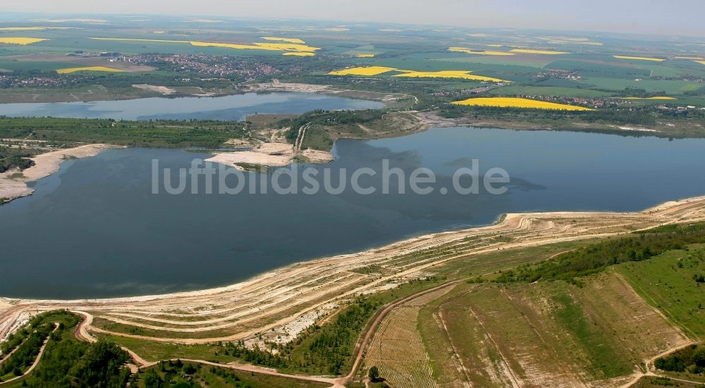 Luftaufnahme Braunsbedra - Tagebau Rekultivierung am See Geiseltalsee in Braunsbedra im Bundesland Sachsen-Anhalt, Deutschland