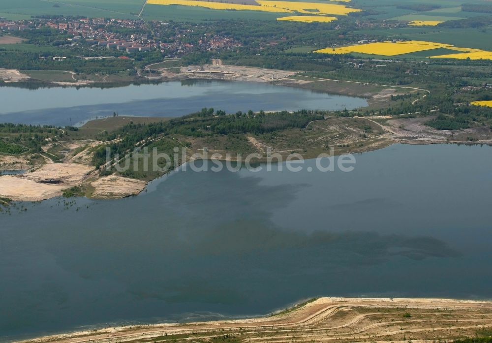 Braunsbedra von oben - Tagebau Rekultivierung am See Geiseltalsee in Braunsbedra im Bundesland Sachsen-Anhalt, Deutschland