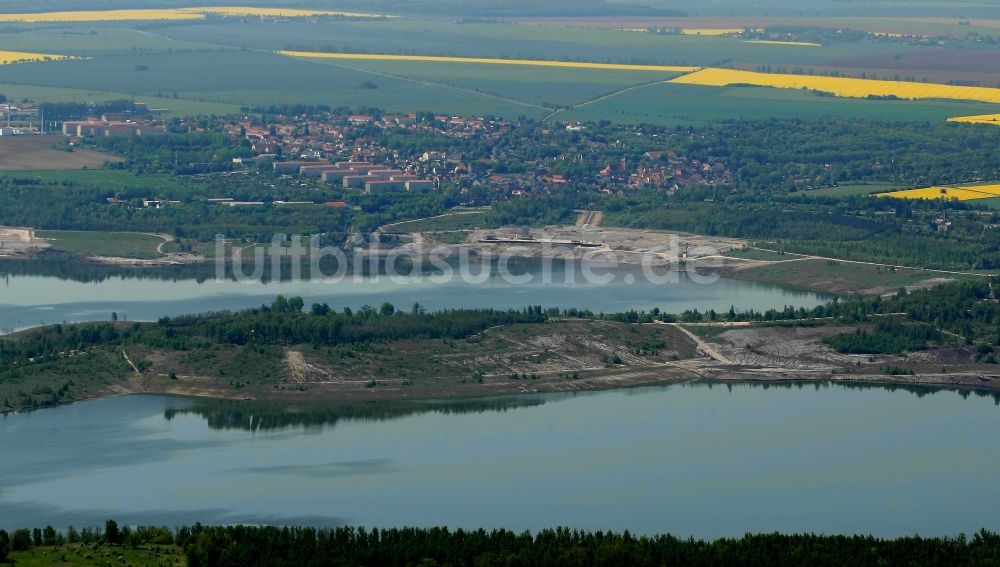 Luftbild Braunsbedra - Tagebau Rekultivierung am See Geiseltalsee in Braunsbedra im Bundesland Sachsen-Anhalt, Deutschland