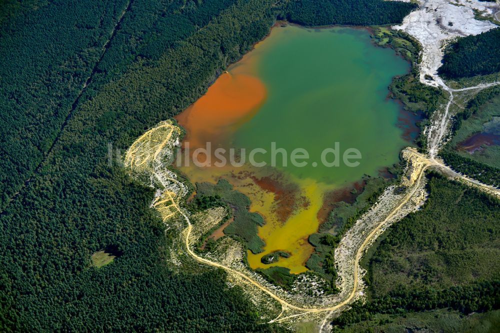 Schipkau aus der Vogelperspektive: Tagebau - See Wildschweinteich bei Schipkau im Bundesland Brandenburg, Deutschland