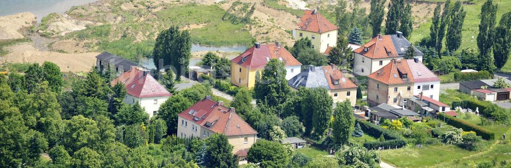 Nachterstedt aus der Vogelperspektive: Tagebausee- Ufereinbruch am Concordiasee bei Nachterstedt in Sachsen-Anhalt