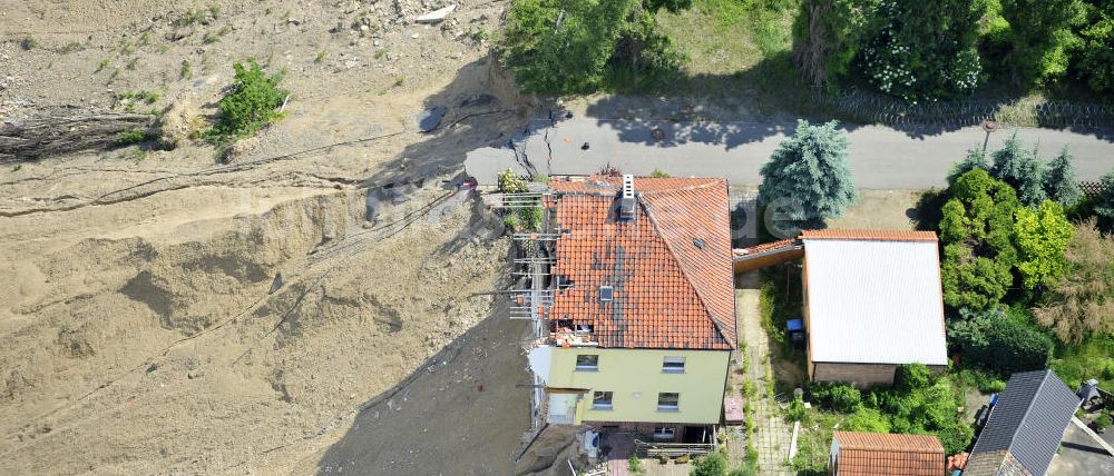 Nachterstedt von oben - Tagebausee- Ufereinbruch am Concordiasee bei Nachterstedt in Sachsen-Anhalt