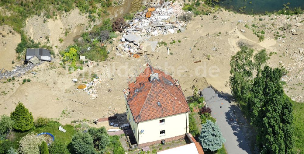 Luftbild Nachterstedt - Tagebausee- Ufereinbruch am Concordiasee bei Nachterstedt in Sachsen-Anhalt