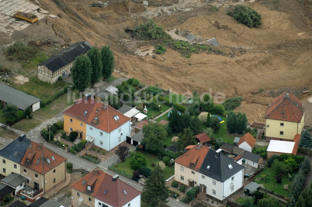 Nachterstedt von oben - Tagebausee- Ufereinbruch am Concordiasee bei Nachterstedt in Sachsen-Anhalt