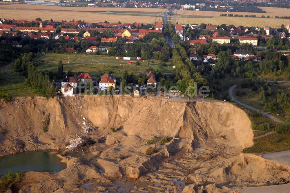 Nachterstedt von oben - Tagebausee- Ufereinbruch am Concordiasee bei Nachterstedt in Sachsen-Anhalt