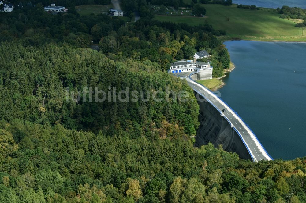 Luftaufnahme Pöhl - Talsperre Pöhl und Stausee in Pöhl im Bundesland Sachsen