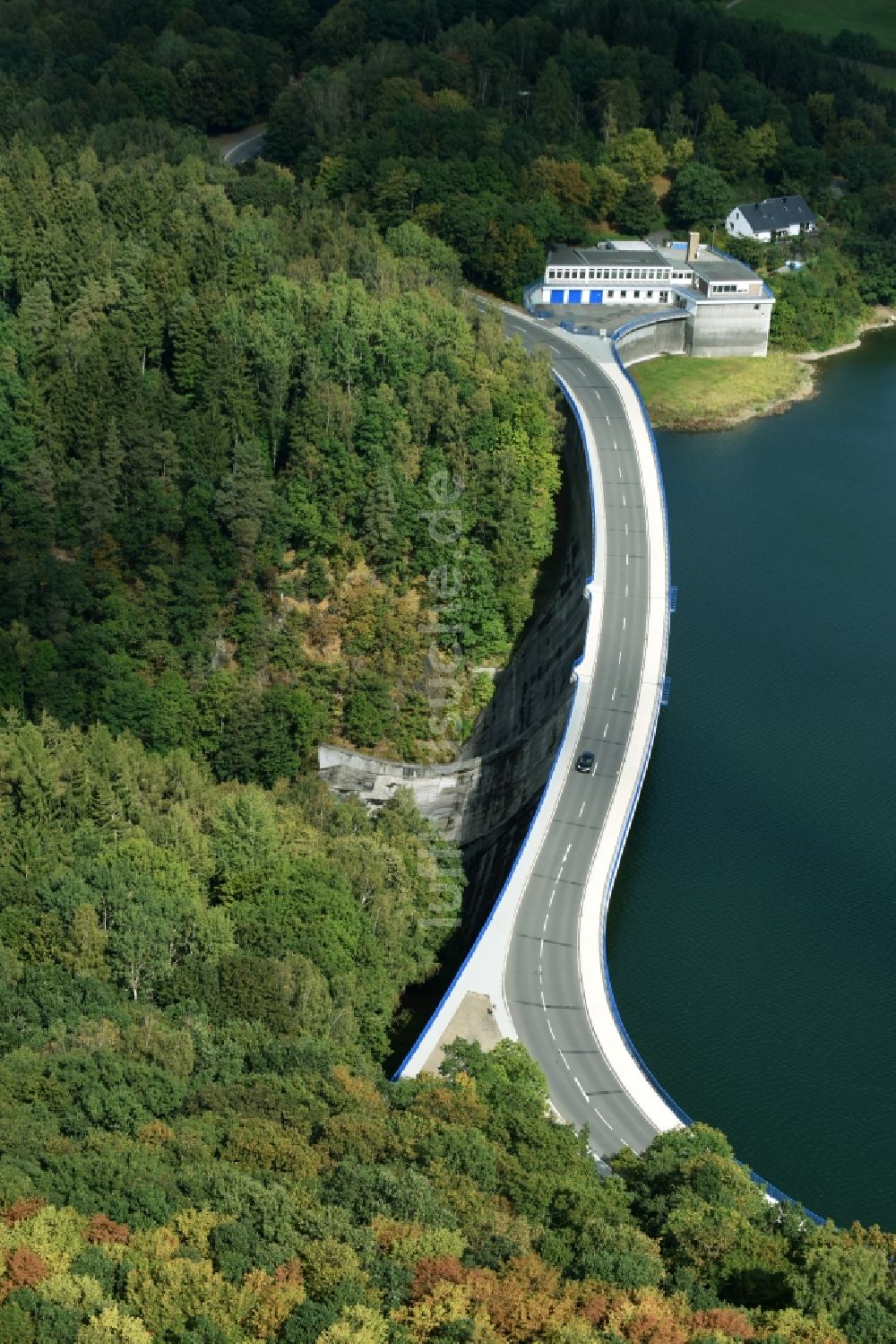 Luftbild Pöhl - Talsperre Pöhl und Stausee in Pöhl im Bundesland Sachsen