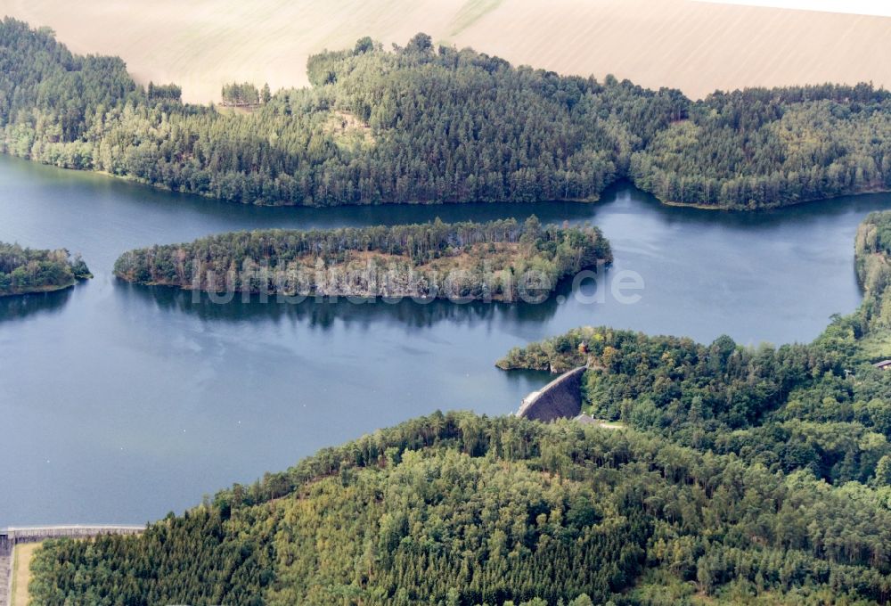 Auma-Weidatal von oben - Talsperren - Staudamm und Stausee in Auma-Weidatal im Bundesland Thüringen