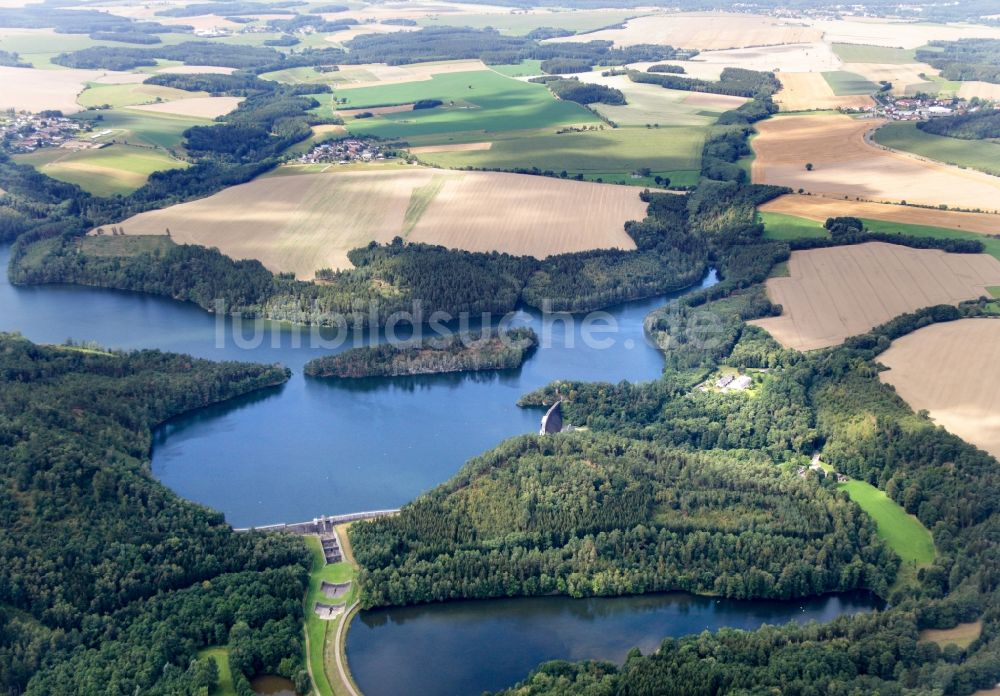 Auma-Weidatal aus der Vogelperspektive: Talsperren - Staudamm und Stausee in Auma-Weidatal im Bundesland Thüringen