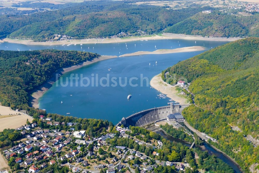 Luftaufnahme Edertal - Talsperren - Staudamm und Stausee in Edertal im Bundesland Hessen, Deutschland