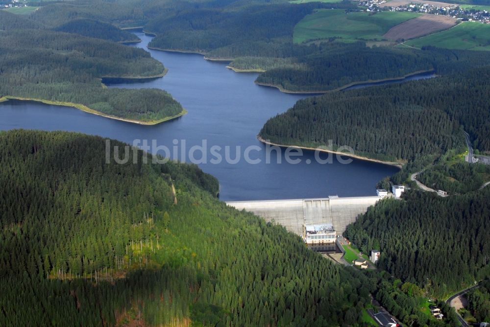 Eibenstock aus der Vogelperspektive: Talsperren - Staudamm und Stausee in Eibenstock im Bundesland Sachsen, Deutschland