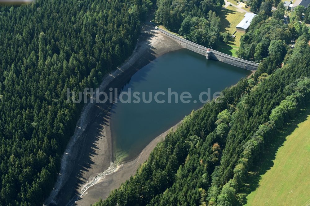 Einsiedel von oben - Talsperren - Staudamm und Stausee in Einsiedel im Bundesland Sachsen