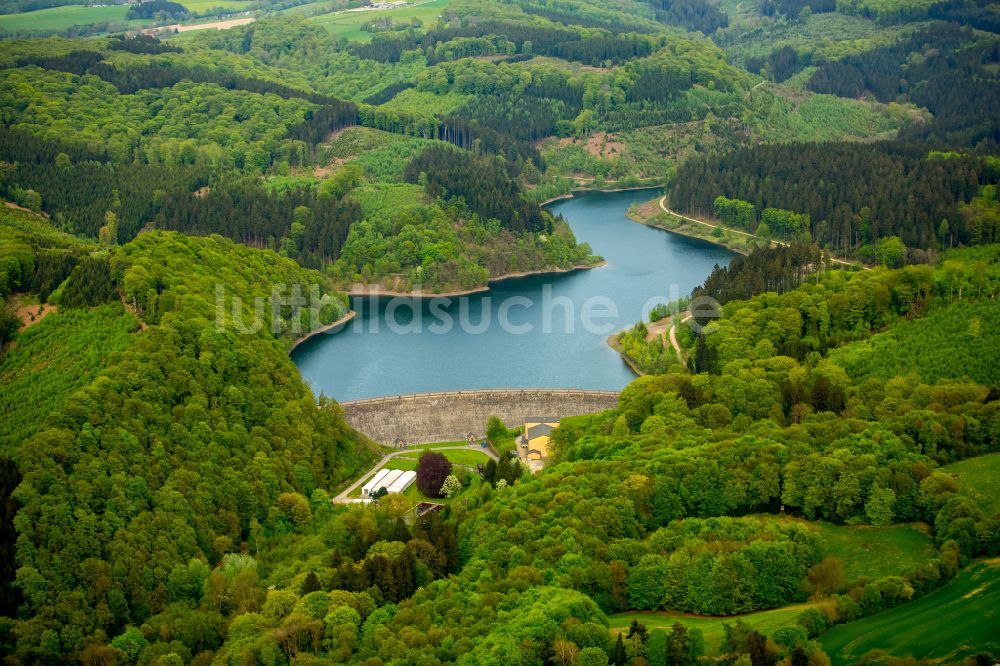 Luftaufnahme Hagen - Talsperren - Staudamm und Stausee in Hagen im Bundesland Nordrhein-Westfalen, Deutschland