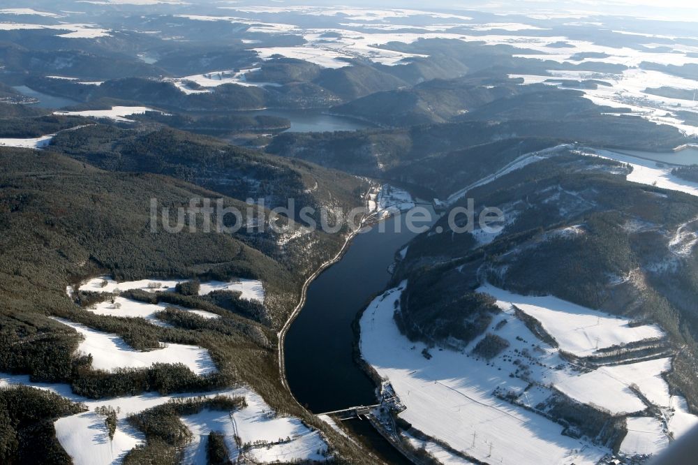 Hohenwarte von oben - Talsperren - Staudamm und Stausee in Hohenwarte im Bundesland Thüringen