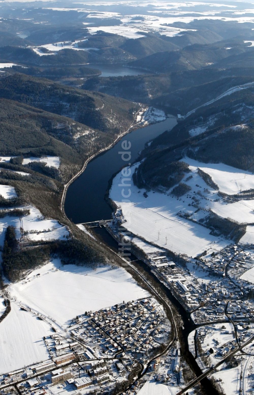 Hohenwarte aus der Vogelperspektive: Talsperren - Staudamm und Stausee in Hohenwarte im Bundesland Thüringen