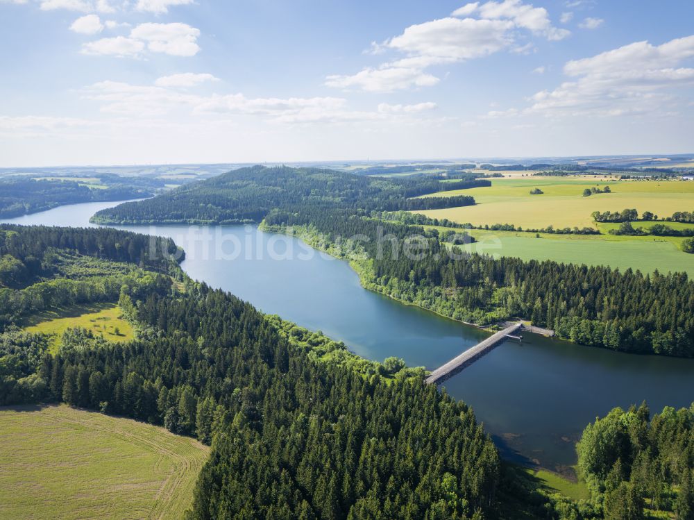 Lichtenberg/Erzgebirge aus der Vogelperspektive: Talsperren - Staudamm und Stausee in Lichtenberg/Erzgebirge im Bundesland Sachsen, Deutschland