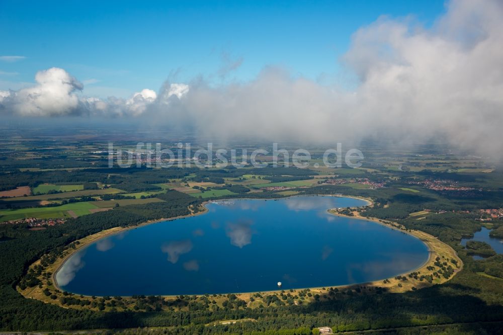 Lingen (Ems) von oben - Talsperren - Staudamm und Stausee in Lingen (Ems) im Bundesland Niedersachsen