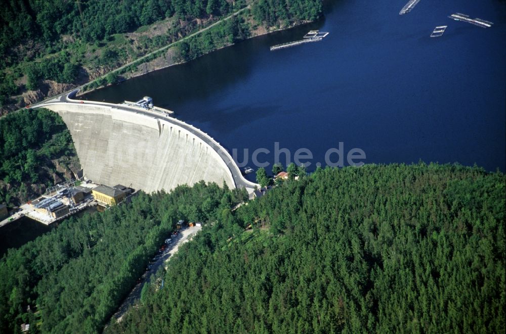 Luftaufnahme Saalburg-Ebersdorf - Talsperren - Staudamm und Stausee in Saalburg-Ebersdorf im Bundesland Thüringen, Deutschland