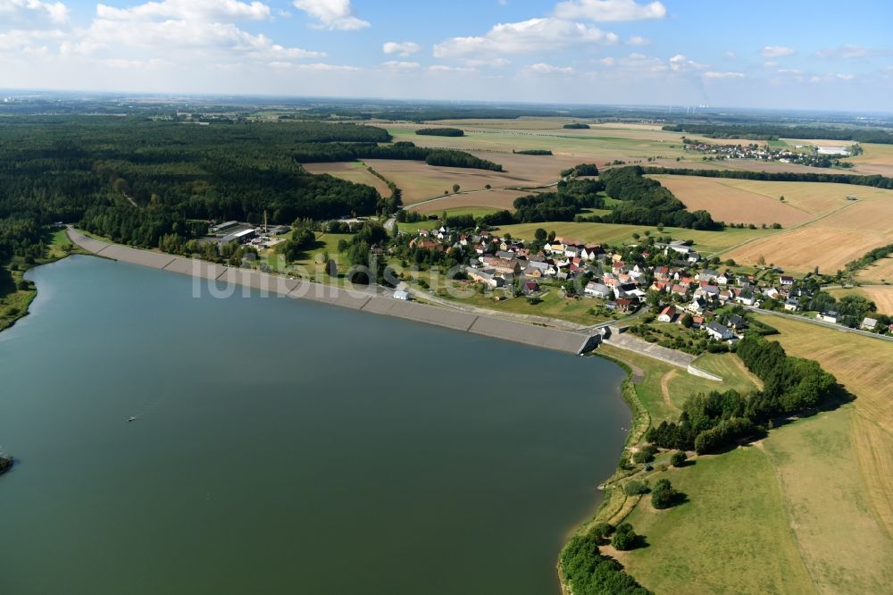 Schömbach von oben - Talsperren - Staudamm und Stausee in Schömbach im Bundesland Sachsen