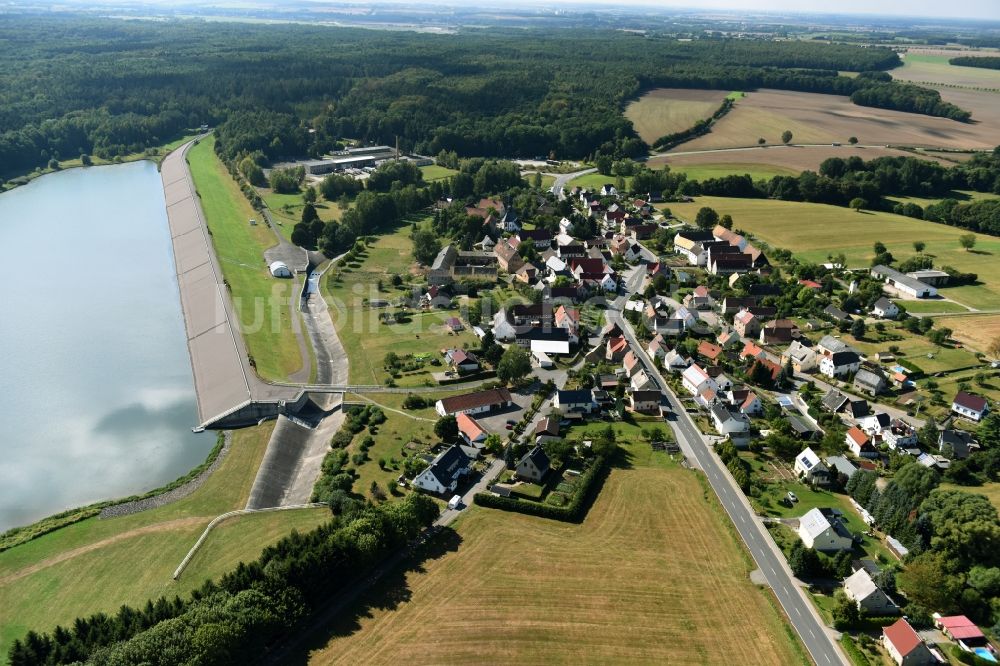 Luftaufnahme Schömbach - Talsperren - Staudamm und Stausee in Schömbach im Bundesland Sachsen