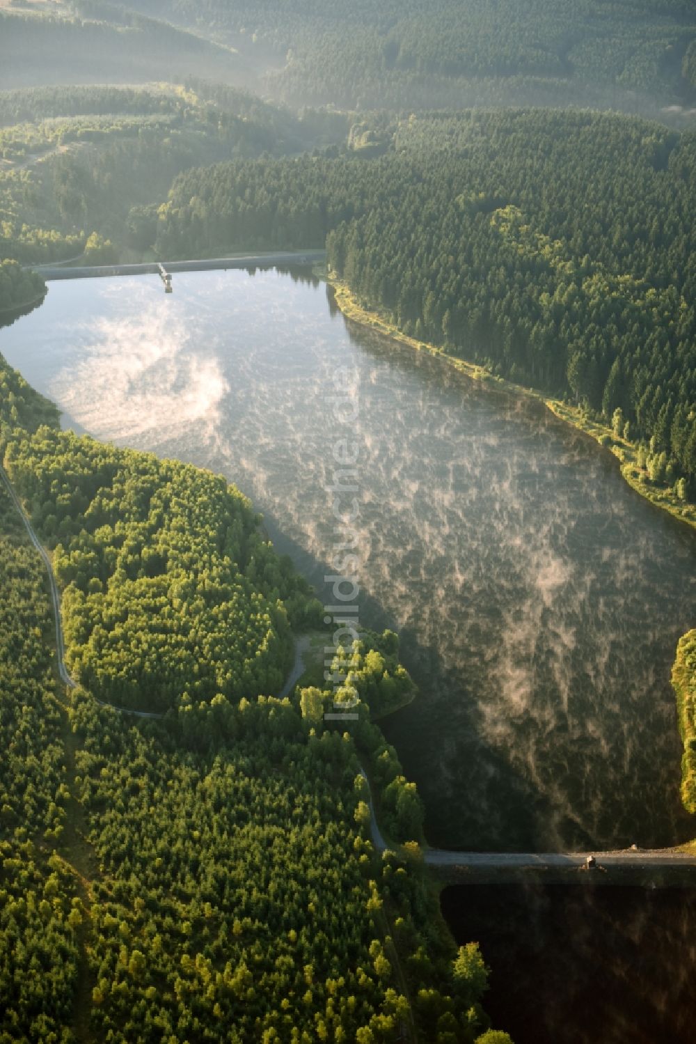 Luftaufnahme Südharz - Talsperren - Staudamm und Stausee in Südharz im Bundesland Sachsen-Anhalt, Deutschland
