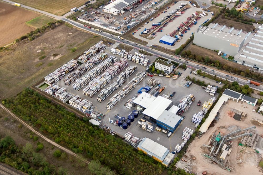 Luftaufnahme Worms - Tankcontainer Lager der Peter Hempt GmbH in Worms im Bundesland Rheinland-Pfalz, Deutschland