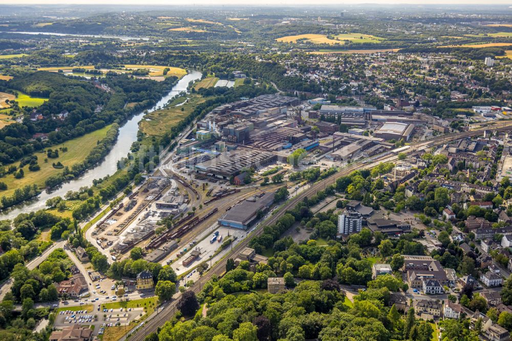 Witten aus der Vogelperspektive: Technische Anlagen im Industriegebiet Deutsche Edelstahlwerke in Witten im Bundesland Nordrhein-Westfalen, Deutschland