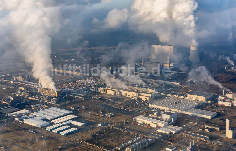 Luftaufnahme Spreetal - Technische Anlagen im Industriegebiet Industriepark Schwarze Pumpe in Spreetal im Bundesland Sachsen, Deutschland