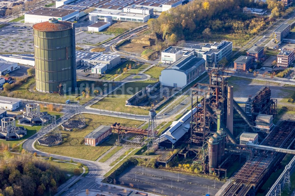 Dortmund von oben - Technische Anlagen und Produktionshallen auf dem Gelände Phoenix-West in Dortmund im Bundesland Nordrhein-Westfalen, Deutschland