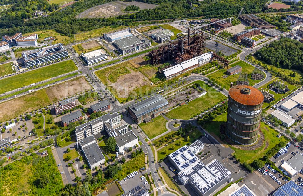 Dortmund von oben - Technische Anlagen und Produktionshallen auf dem Gelände Phoenix-West in Dortmund im Bundesland Nordrhein-Westfalen, Deutschland