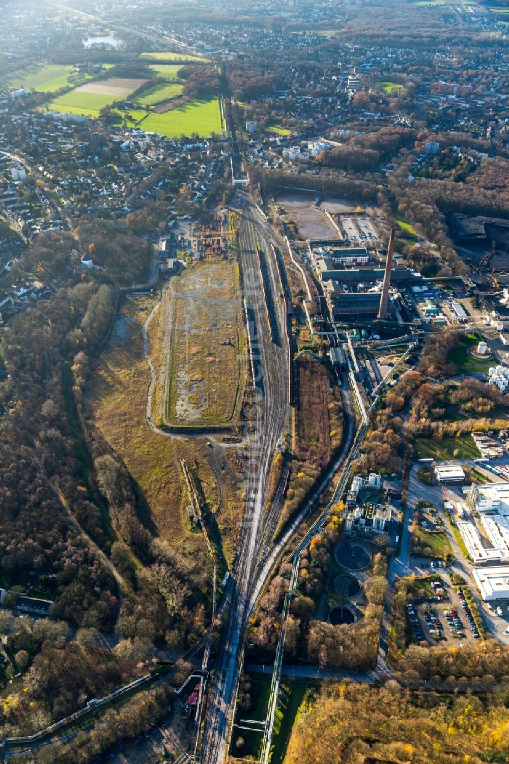 Luftbild Gelsenkirchen - Technische Anlagen und Produktionshallen des Stahlwerkes und Kokerei an der Glückaufstraße in Gelsenkirchen im Bundesland Nordrhein-Westfalen