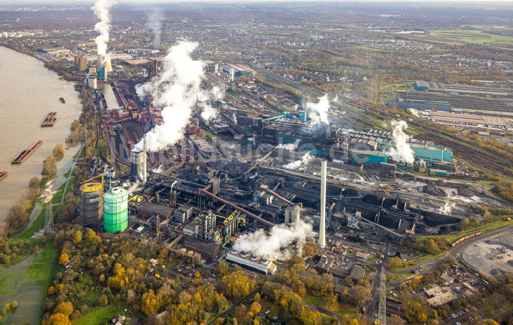 Luftbild Duisburg - Technische Anlagen und Produktionshallen des Stahlwerkes Thyssen Krupp Steel an der Mannesmannstraße in Duisburg im Bundesland Nordrhein-Westfalen