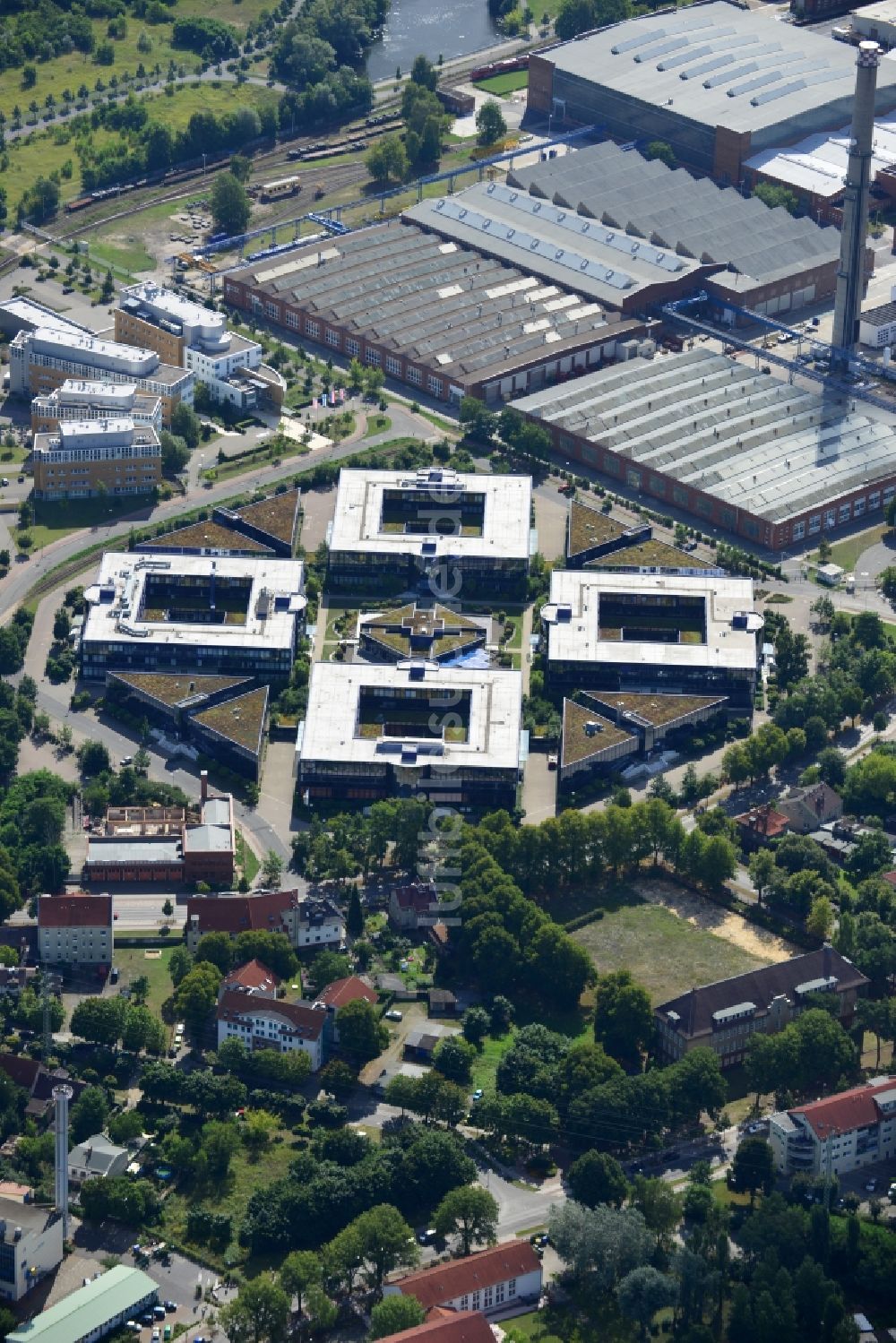 Hennigsdorf von oben - Technologiezentrum Blaues Wunder in Hennigsdorf im Bundesland Brandenburg