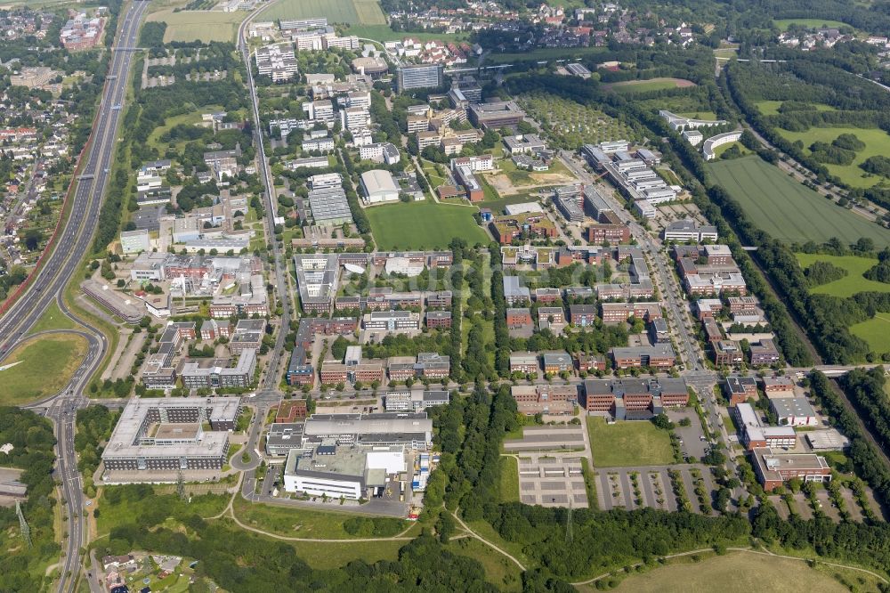 Luftaufnahme Duisburg - Technologiezentrum des Fraunhofer- Instituts an der Ecke Emil-Figge-Straße zur Martin-Schmeißer-Straße in Dortmund in Nordrhein- Westfalen